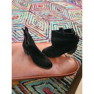SAM EDELMAN Farrell Black Suede Chunky Round-Toe Ankle Bootie Boot Shoe 8.5